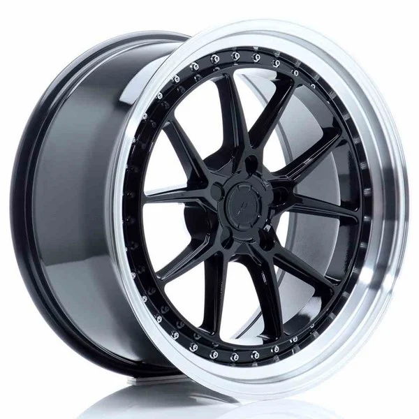 LLANTA JR Wheels JR39 19x9,5 ET15-35 5H BLANK Glossy Black w/Machined Lip JAPAN RACING