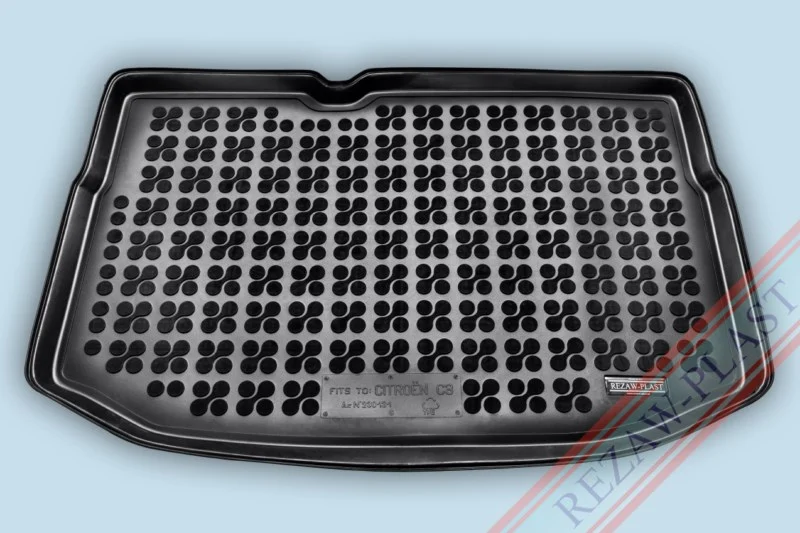 Alfombra / Cubeta De Maletero En Goma Negra Citroen C3 Con Rueda De Repuesto De Tamaño Normal - Desde 2009