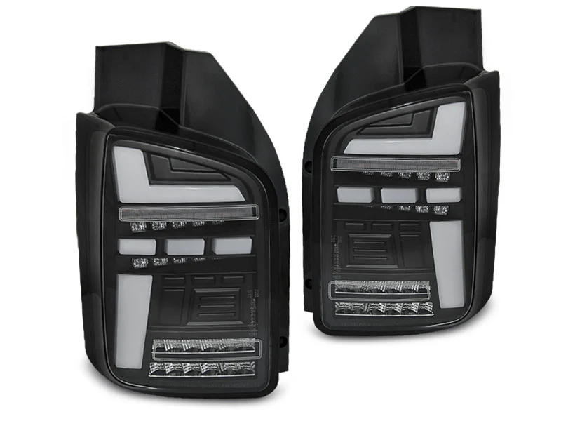 PILOTOS TRASEROS INTERMITENTE LED FULL NEGRO VW T5 04.03-09 con intermitente dinamico