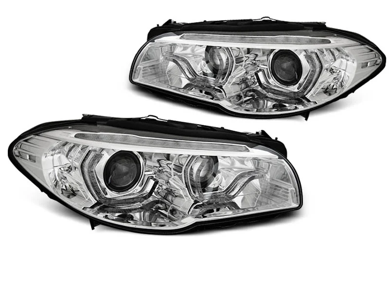 FAROS DE XENON ANGEL EYES LED DRL CROMO para BMW F10/F11 LCI 13-16 con intermitente dinamico