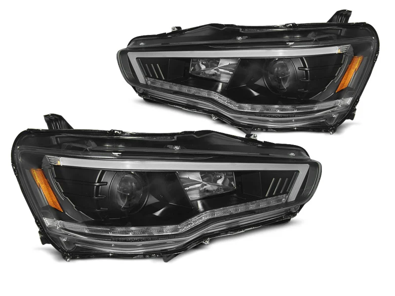 FAROS DELANTEROS MITSUBISHI LANCER 8 08-16 TUBO LUZ NEGRO con intermitente dinamico