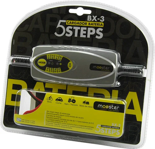 Cargador De Bateria Mooster Bx-3 6/12v 1.0amp Input 230v