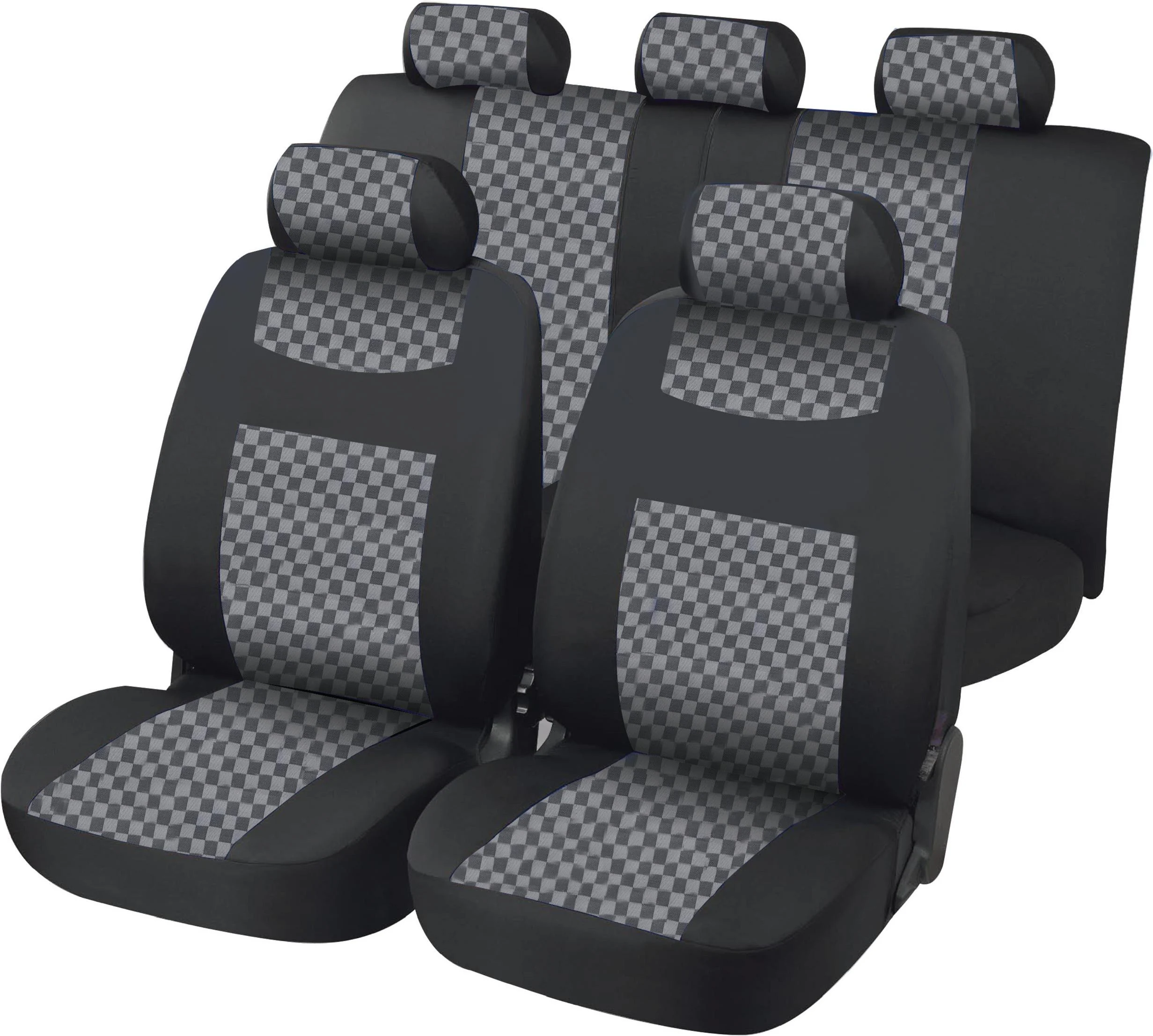 Fundas Asiento 11 Piezas Avignon Negro/Cuadro Gris
