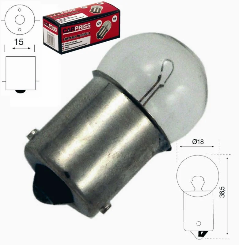 Lampara Matricula 12v 5w (Caja 10 Unidades).