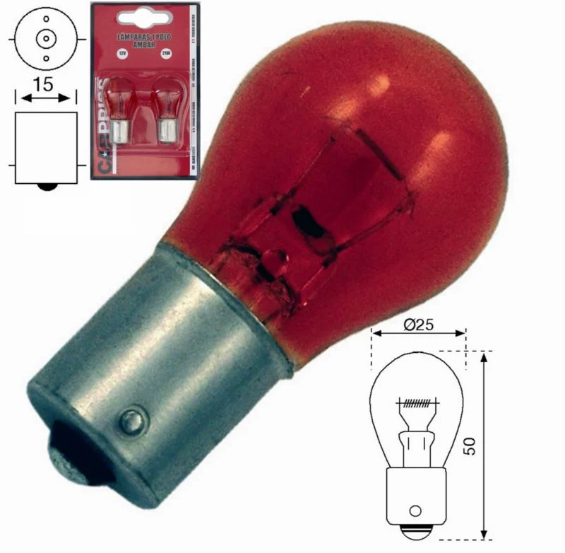 Lamparas 1 Polo Ambar 12v 21w (Blister 2 Uds.).